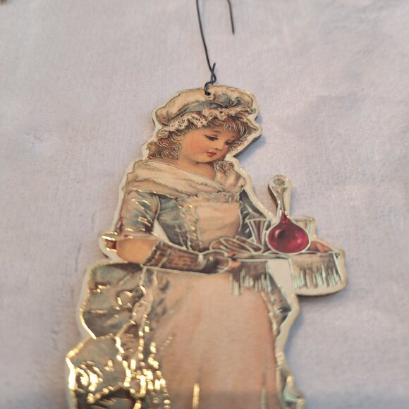Vintage 1988 Merrimack Publishing Victorian Girl 5" Die Cut Christmas Ornament - Picture 3 of 7